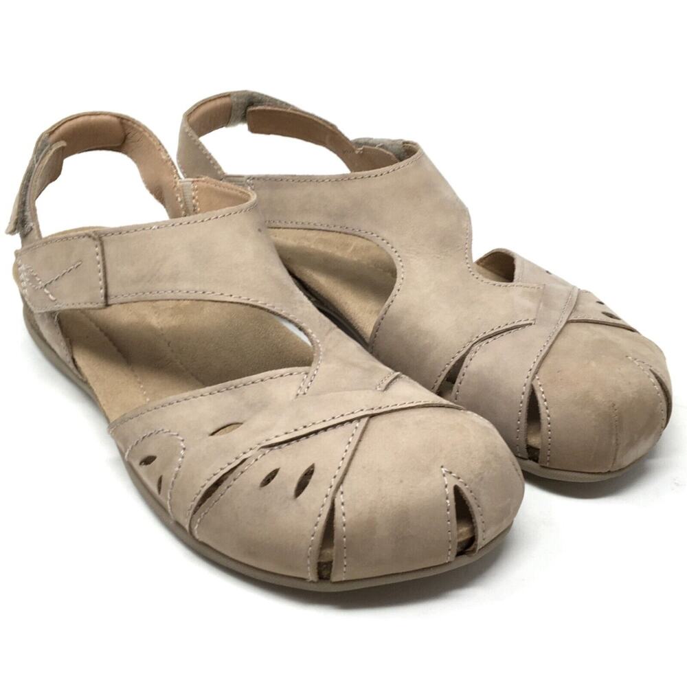 Earth Birdine Women's Neutral Taupe Leather Closed-Toe Slingback Sandal, 9M - Picture 2 of 8